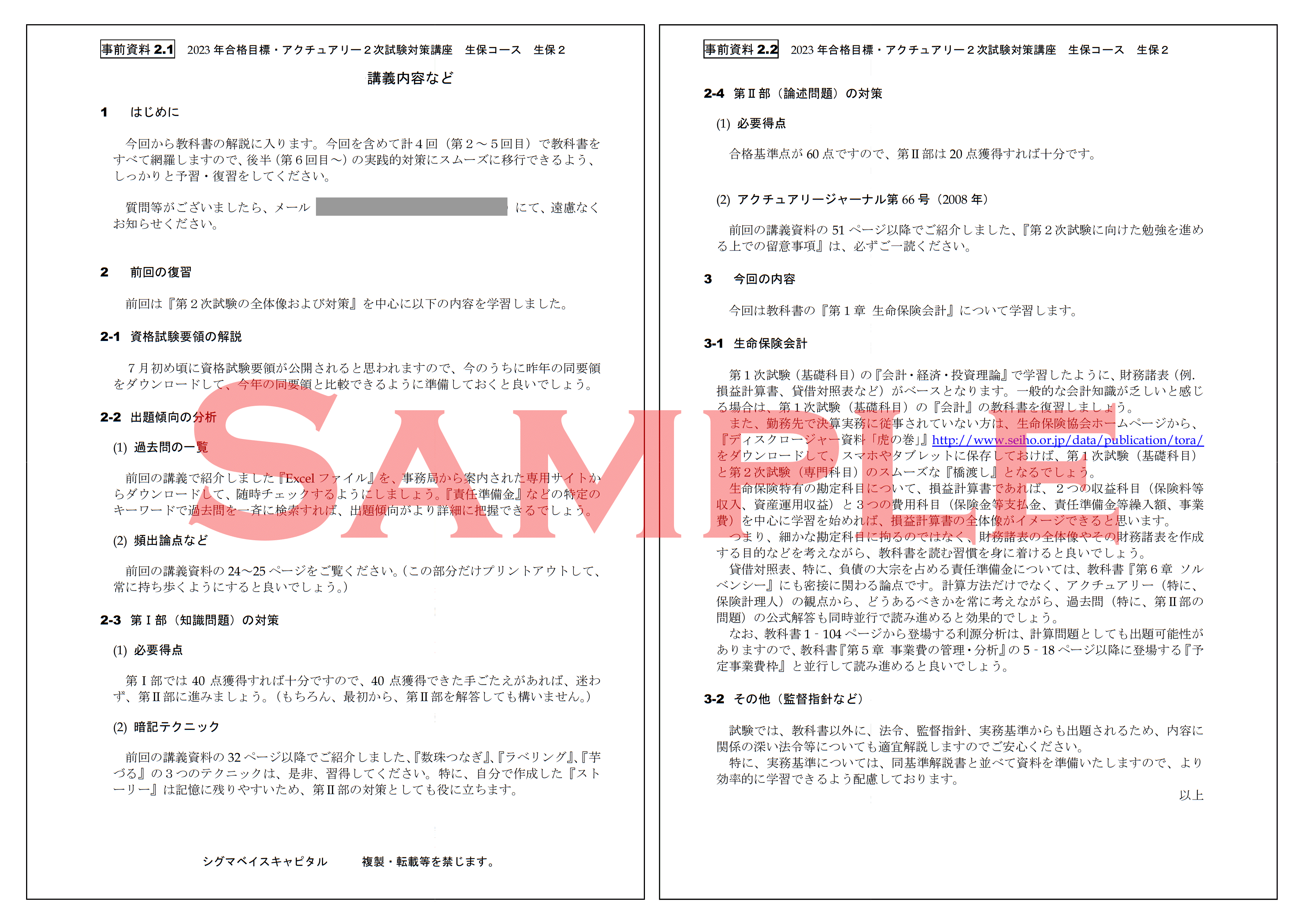 事前配布資料（一部抜粋）